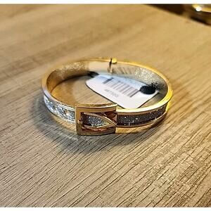 G by Gennaro Cuff Bracelet Buckle Closure Gold Glittery 3 1/2" Opening